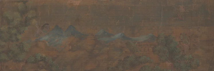 Landschaftsgemälde einer Figur in Waldlandschaft