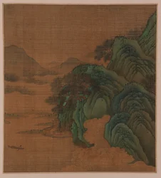 Landschaft: Hügel, Tal und Bach, möglicherweise Ming-Dynastie, 1368-1644