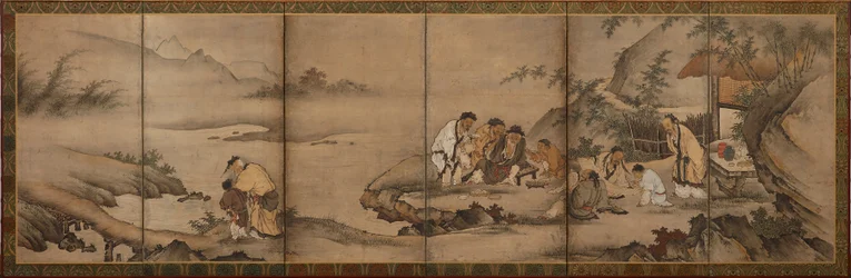 Landschaft: die sieben Weisen des Bambushains, Momoyama-Periode, 1568-1615