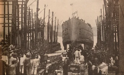 Stapellauf der H.M.S. Lion im August 1910, ca. 1910, 1935