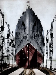 Stapellauf des Cunard-Ozeandampfers 