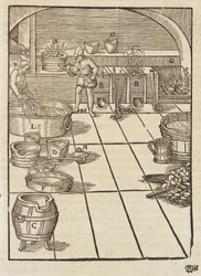Das Pastillieren von Silber - Gravur aus Beschreibung der Erze und der wichtigsten Methoden des Bergbaus, von Lazarus Ecker