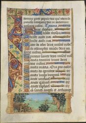 Blatt aus einem Stundenbuch: Affen jagen Wildschweine, um 1500-1510