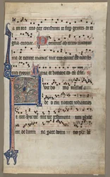 Blatt aus einem Choralbuch: Verkündigung an Zacharias, um 1265