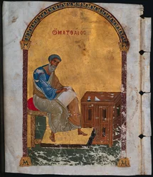 Blatt aus einem Lektionar mit St. Matthäus, 1057-1063