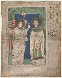 Blatt aus einem Psalter: Verkündigung (recto), Blatt aus einem Psalter: Geburt Christi (verso), frühes 13. Jahrhundert