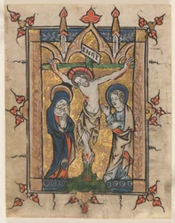 Blatt aus einem Psalter: Die Kreuzigung, ca. 1300-1330