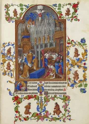 Les Très Riches Heures des Herzogs von Berry, Folio 158r - Die Weihnachtsmesse