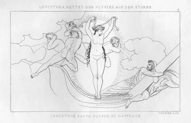 Leukothea, die Meeresgöttin, rettet Odysseus im Sturm, ca. 1833