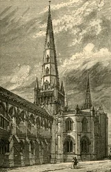 Außenansicht der Kathedrale von Lichfield, 1898