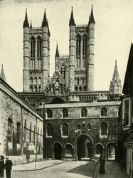 Lincoln Kathedrale und das Exchequer Gate, um 1948