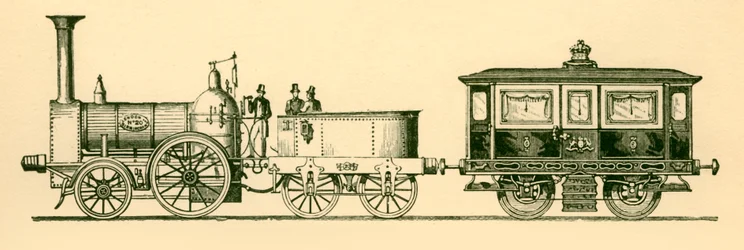 Lokomotive und königlicher Salon, London und Birmingham Railway, 1843, 1930
