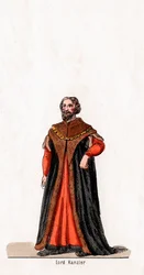 Lordkanzler, Kostümentwurf für Shakespeares Stück, Heinrich VIII., 19. Jahrhundert