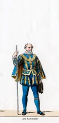 Lord Schatzmeister, Kostümentwurf für Shakespeares Stück, Heinrich VIII