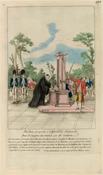 Maschine vorgeschlagen an die Nationalversammlung für die Hinrichtung von Kriminellen durch Herrn Guillotin, ca. 1790