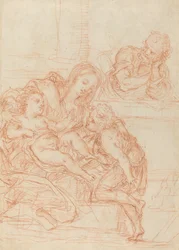 Madonna mit Kind und den Heiligen Johannes und Joseph [recto], 17. Jahrhundert