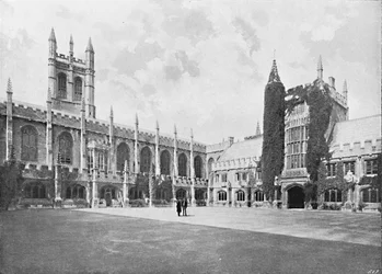 Magdalen College-Kreuzgang und Glocken- und Gründertürme