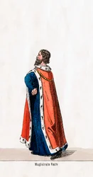 Magistrat, Kostümentwurf für Shakespeares Stück, Heinrich VIII, 19. Jahrhundert