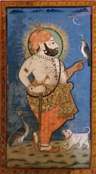 Maharana Bhim Singh mit einem Falken, 1805-1810