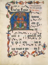 Manuskriptblatt mit Initiale A, aus einem Antiphonar