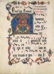Manuskriptblatt mit Initiale A, aus einem Antiphonar, ca. 1425-50