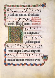 Manuskriptblatt mit Initiale H, aus einem Antiphonar