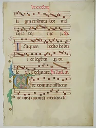 Manuskriptblatt mit Initiale V, aus einem Antiphonar, italienisch, 15. Jahrhundert