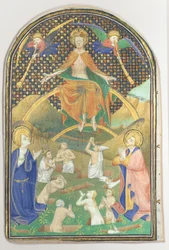Manuskriptblatt mit dem Jüngsten Gericht, aus einem Stundenbuch, ca. 1400