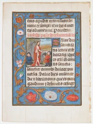 Manuskriptseite mit der Auferstehung, aus einem Stundenbuch, ca. 1500