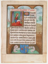 Manuskriptblatt mit der Heiligen Dorothea, aus einem Stundenbuch, ca. 1500