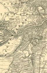 Karte, die die Route von General Roberts nach Kabul anzeigt... und die britischen und russischen Grenzen, 1901