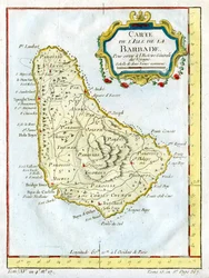 Karte von Barbados, um 1764