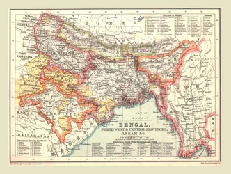 Karte von Bengalen, den Nordwest- und Zentralprovinzen und Assam, 1902