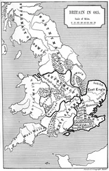 Karte von Britannien im Jahr 665