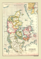 Karte von Dänemark, 1902