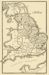 Karte von England mit den angelsächsischen Königreichen und dänischen Gebieten, ca. 9. Jahrhundert, 189