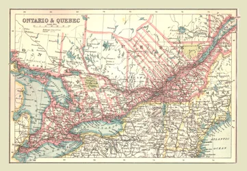Karte von Ontario und Quebec, 1902