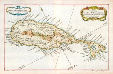 Karte der Karibikinsel St. Christopher, um 1764