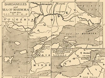Karte der Dardanellen und des Marmarameers, ca. 1914, 1920