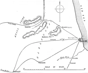 Karte der Umgebung von Suakim, um 1885