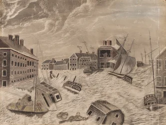 Marktplatz, Providence, Rhode Island, während des großen Septembersturms, 1815