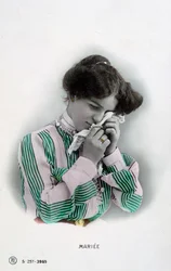 Verheiratet, französische Vintage-Postkarte, um 1900