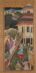 Maria steigt die Treppe zum Tempel hinauf, aus einem Mirat al-quds Spiegel der Heiligkeit..., 1602-1604