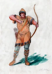 Mittelalterlicher Mann mit Bogen