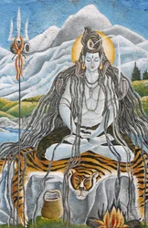 Meditierender Shiva mit Naja-Schlangen in Pashupatinah, Kathmandu, Nepal