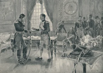 Treffen von Napoleon und Tolstoi in Paris, 1807, 1896