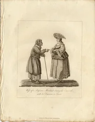 Kaufmannsfrau mit Krankenschwester während des Faschings, 1833