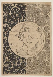 Merkur in einem dekorativen Rahmen mit Grotesken, ca. 1600-1630