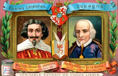 Miguel de Cervantes Saavedra und Pedro Calderon De La Barca, ca. 1900