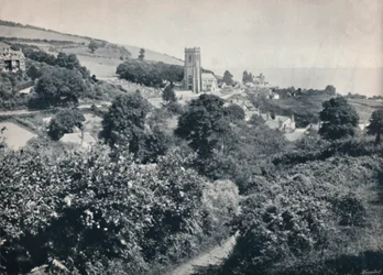 Minehead - Blick auf das Dorf und die Kirche, 1895